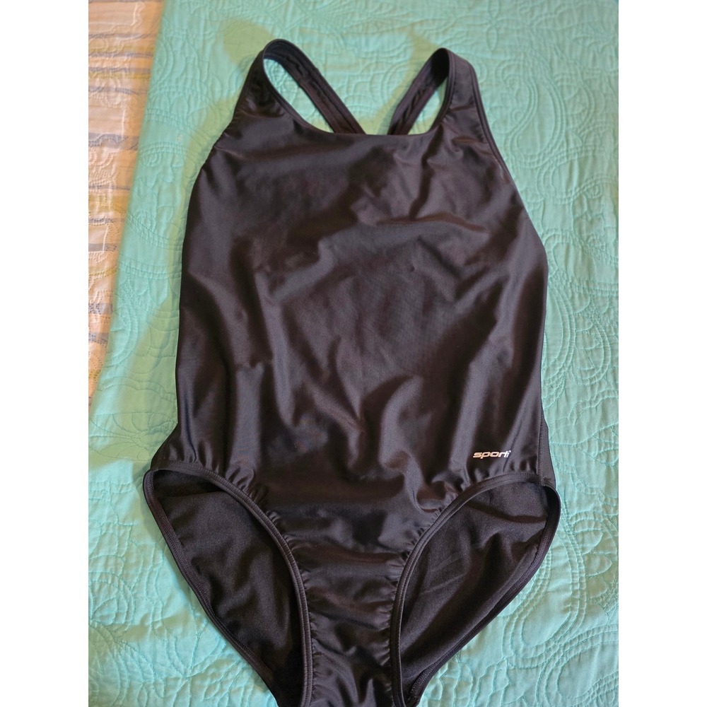 Sporti Black One Piece Swimsuit Training Swimwear Size 40 Lycra Xtra Life